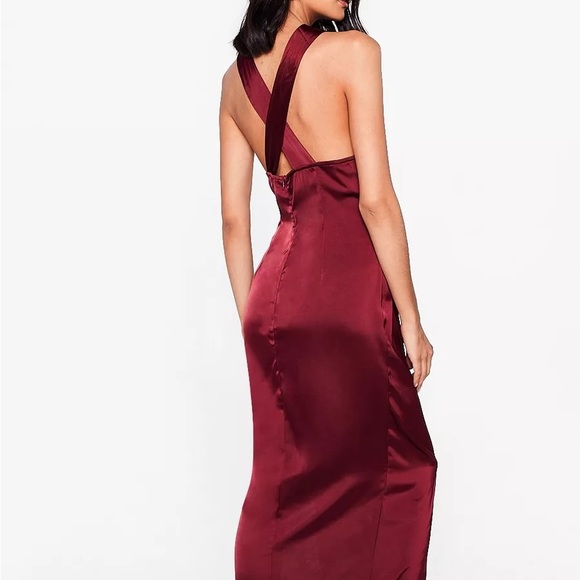 Lace Slip Satin Midi Dress - Picture 4 of 4